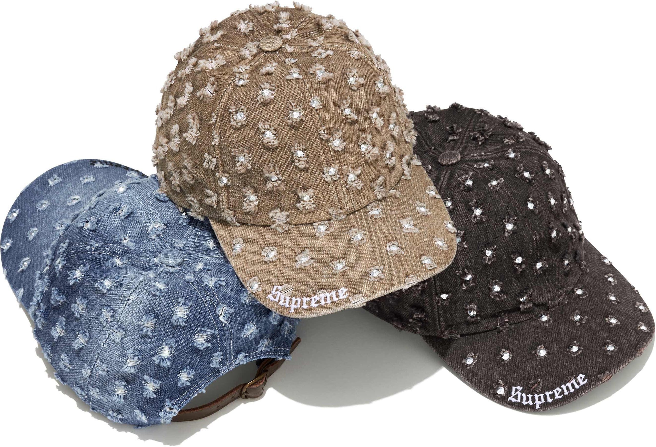 Hole Punch Rhinestone Denim 6-Panel